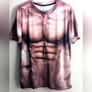 Mens Muscle 3D Digital Pattern Print Graphic T-shirt Large